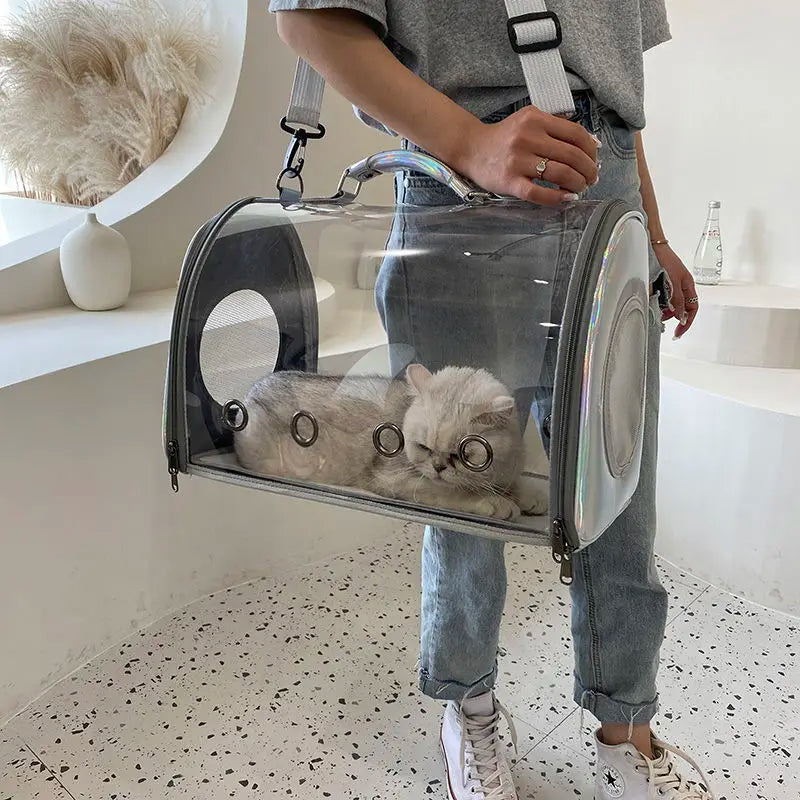 Cat Carrier Cat Bag Transparent Going Out Portable Bag Car Cat Breathable Space Capsule Pet Backpack Portable