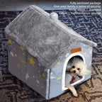 Dog House Indoor Memory Sponge, Foldable Dog House Kennel Bed Mat with Cushion for Small Medium