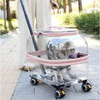 Transparent Pet Suitcase Large Capacity Cat Carry Portable Cat Stroller for Traveling Comfortable Breathable