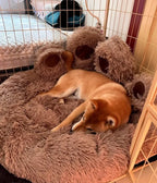 Fluffy Dog Bed Warm Plush Round Pet Bed with Raised Edges Comfy for Pets Best Pet Bed Home