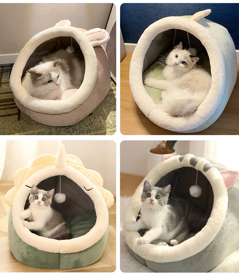 Deep Sleep Cat Bed Cartoon Pet Bed Foldable Removable Washable Pet Sleeping Bed for Small Dog Mat Bag
