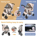 Foldable Cat Dog Stroller  Detachable  Easy Assembly Pet Travel Carrier W/Shock Absorption Folding Resistant