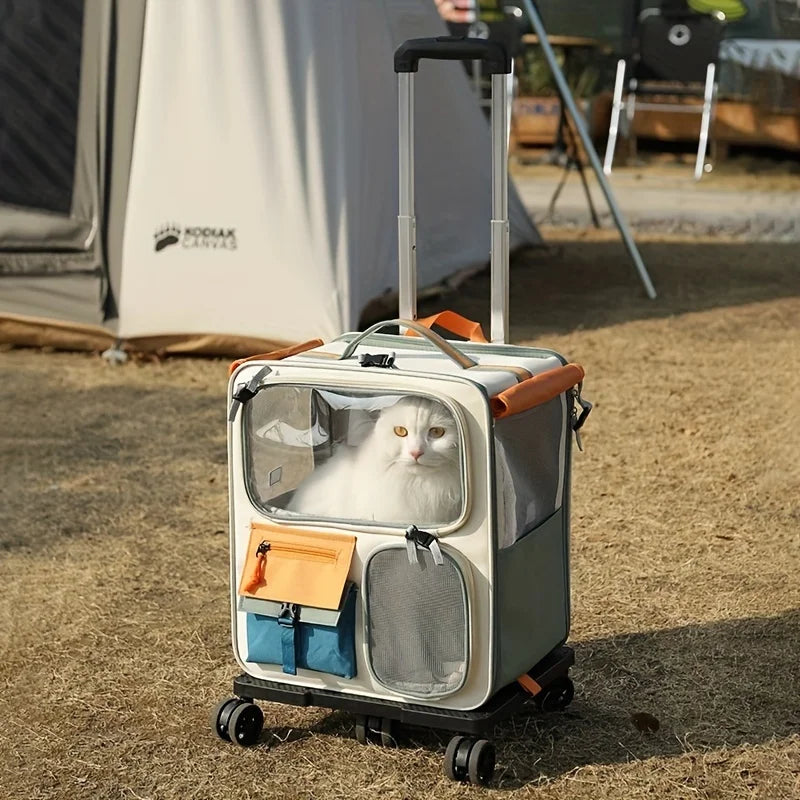 Oxford Cloth Pet Backpack with Zipper, Portable Large Capacity Dog & Cat Travel Carrier Bag with Ventilated