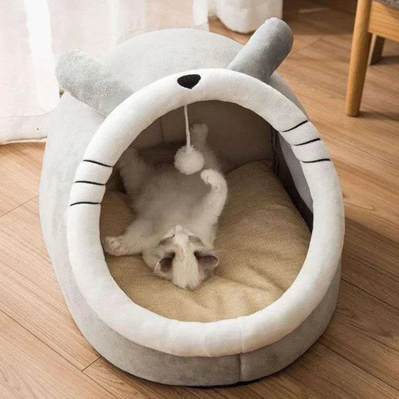 Deep Sleep Cat Bed Cartoon Pet Bed Foldable Removable Washable Pet Sleeping Bed for Small Dog Mat Bag