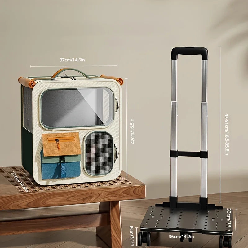 Oxford Cloth Pet Backpack with Zipper, Portable Large Capacity Dog & Cat Travel Carrier Bag with Ventilated