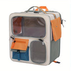 Oxford Cloth Pet Backpack with Zipper, Portable Large Capacity Dog & Cat Travel Carrier Bag with Ventilated