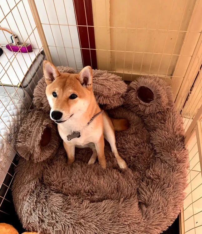 Fluffy Dog Bed Warm Plush Round Pet Bed with Raised Edges Comfy for Pets Best Pet Bed Home