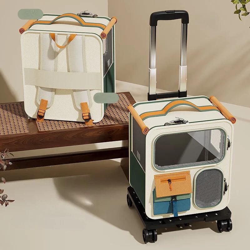 Oxford Cloth Pet Backpack with Zipper, Portable Large Capacity Dog & Cat Travel Carrier Bag with Ventilated